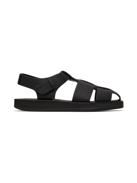 The Row Black Fisherman Sandals