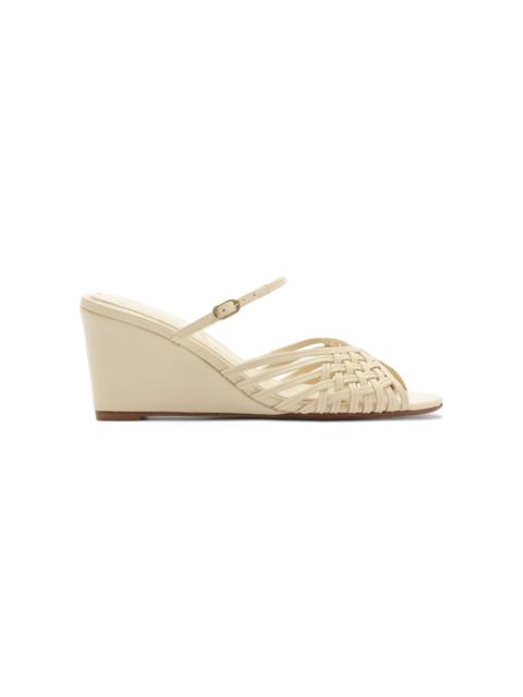 ALEXANDRE BIRMAN Lilian Leather Wedge Sandals ivory