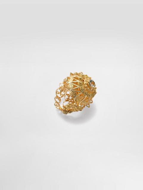 Dolce & Gabbana Filigree Ring 18-carat yellow gold and aquamarine