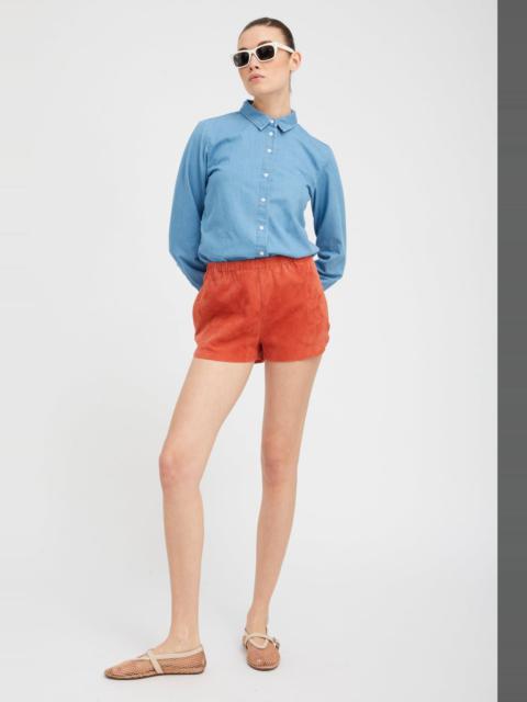 SPRWMN TERRACOTTA SUEDE SLIP SHORTS