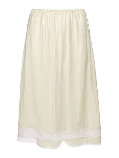 MAGDA BUTRYM Lace-Trimmed Satin Midi Skirt ivory