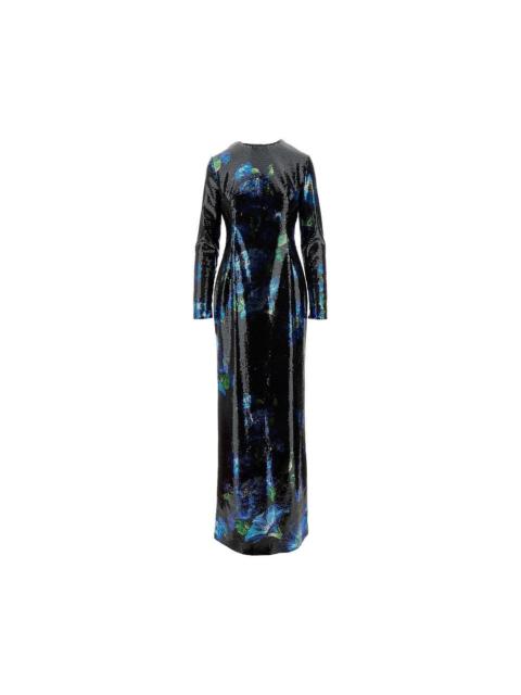 Dolce & Gabbana BLUEBELL MOTIF SEQUINNED LONG DRESS
