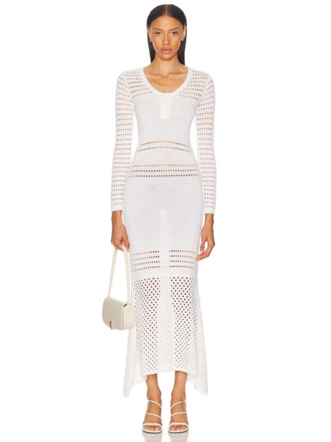 MATTHEW BRUCH Striped Mesh Handkerchief Midi Dress