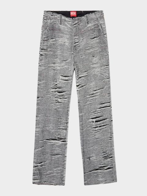 Diesel Men's Distressed Prince of Wales Pants
