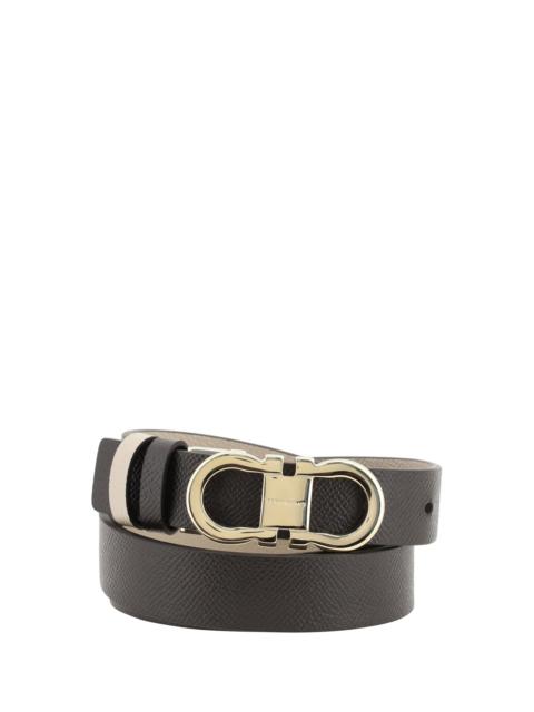 FERRAGAMO Ferragamo Leather Belt Brown Patterned Dark