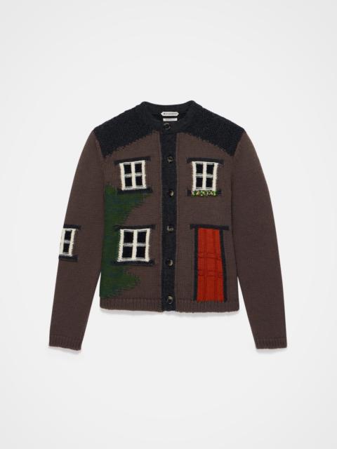 JW Anderson HOUSE POLO CARDIGAN IN CHESTNUT BROWN