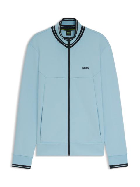 BOSS ZIP-UP SWEATSHIRT WITH STRIPED TRIMS