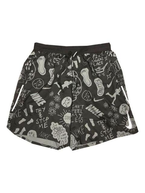Nike Nike Full Print Pattern Casual Sports Straight Running Shorts Men's Black AT7808-010