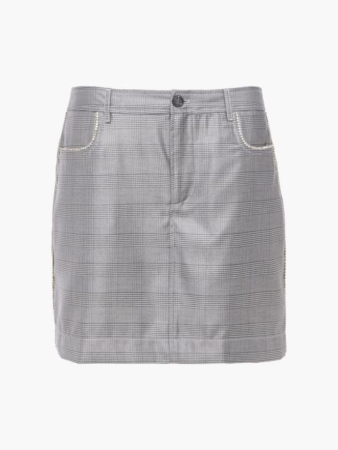 GANNI Paloma crystal-embellished Prince of Wales checked silk and wool-blend mini skirt