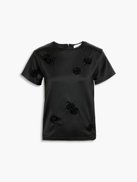 Sportmax Mendoza floral-appliquéd satin top