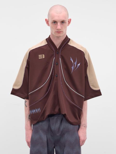NAMESAKE Brown Contrast Mesh Shirt