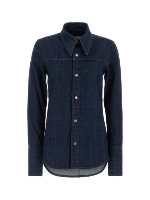 AMI Paris Ami Women Blue Denim Shirt