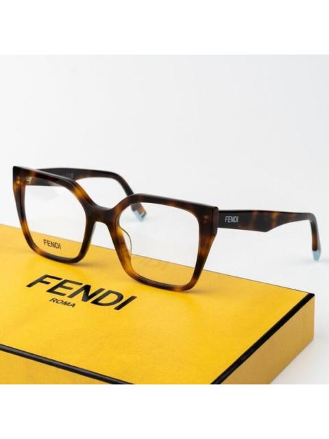 FENDI NEW Fendi FE50002I WAY 053 Shiny Havana Unisex Square Oversiaed Eyeglasses