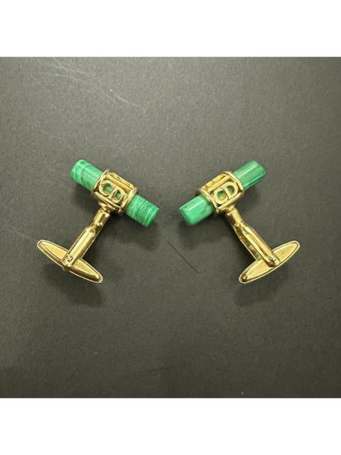 Dior Vintage Dior Gold Green Stone Cufflinks Germany CD Logo