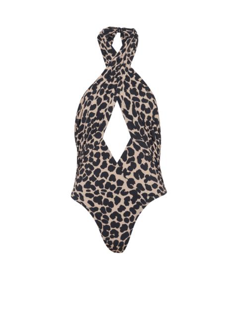 Balmain One-piece leopard pattern swimsuit