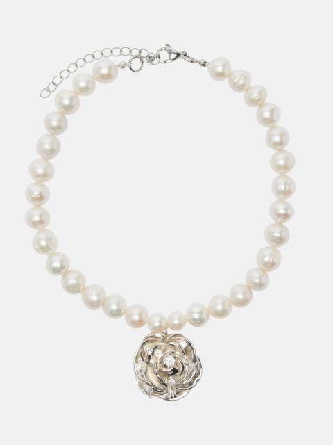 MAGDA BUTRYM Floral faux pearl pendant necklace
