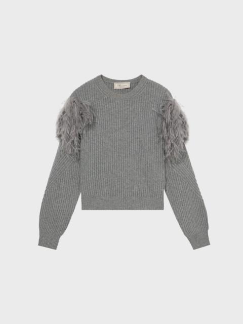 Blumarine RIBBED WOOL SWEATER WITH FEATHERS