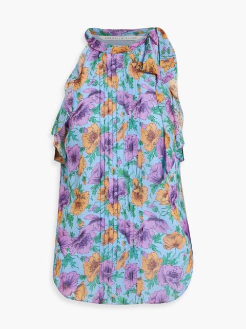 VERONICA BEARD Dali pintucked floral-print silk-chiffon top