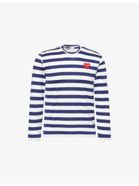 Comme des Garçons PLAY Rhinestone Heart-Embroidered Cotton T-Shirt