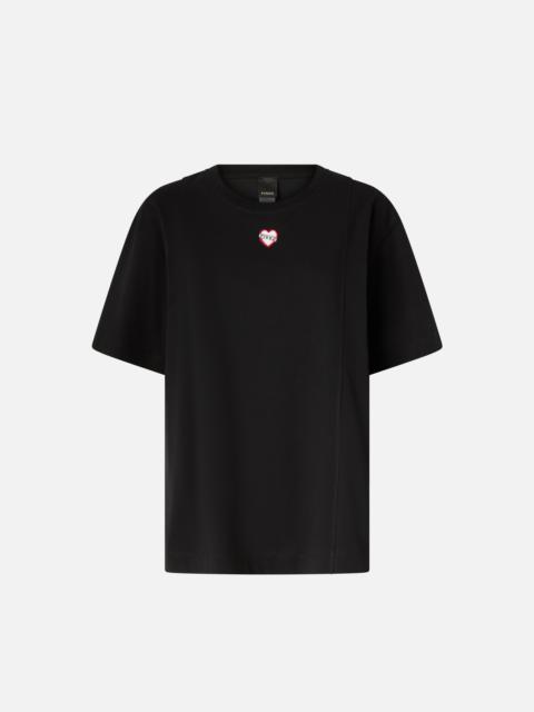 PINKO T-SHIRT WITH HEART EMBROIDERY