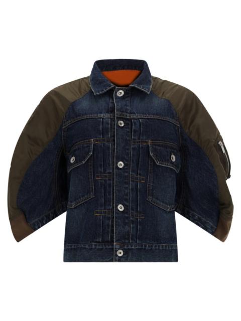 sacai DENIM AND NYLON BOMBER JACKET