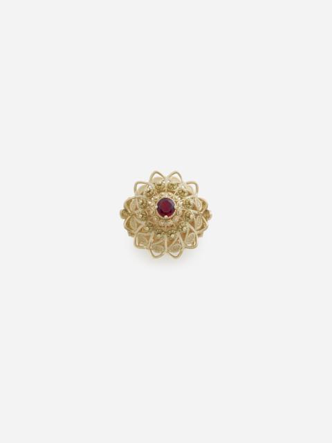 Pizzo ring in yellow gold and rhodolite garnet
