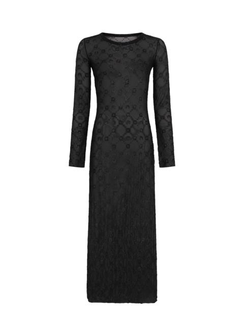 Marine Serre Moonogram Mesh Flock Glitter Tube Dress