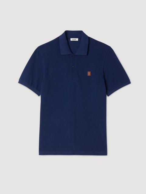 Sandro POLO SHIRT WITH LEATHER LOGO