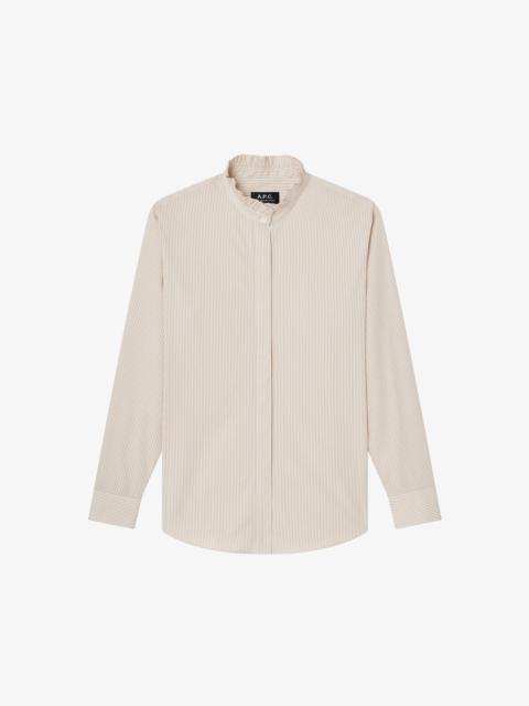 A.P.C. STRIPED BLOUSE WITH RUFFLED COLLAR