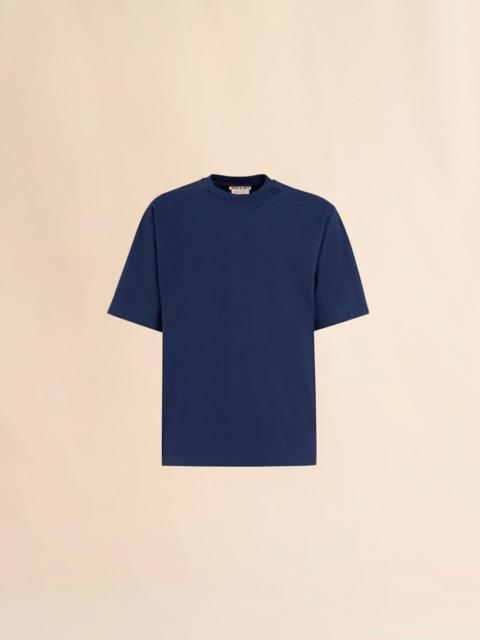 Marni BLUE BIO COTTON OVERSIZED T-SHIRT WITH MARNI PATCHES