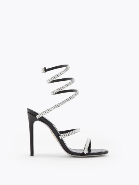 RENE CAOVILLA CLEO SPARK BLACK AND SILVER SANDAL 105