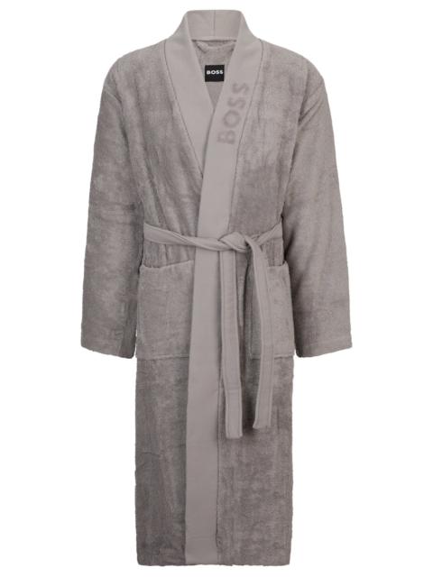 BOSS LOGO-LAPEL DRESSING GOWN IN LONG-FIBER COTTON