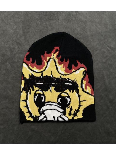 Other Designers Japanese Brand - RARE Chief Keef Glo Gang Flames No Cuff Beanie Hat Black OS