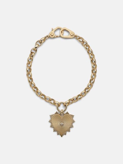 FOUNDRAE Radiating Heart Medium 18kt gold chain bracelet with diamond