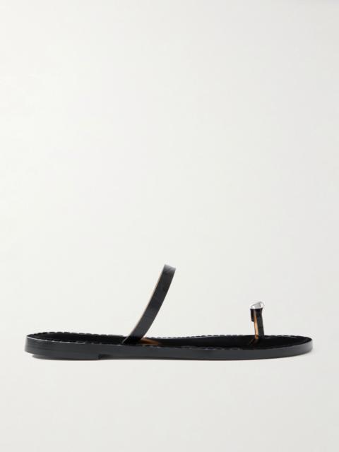 AMANU The Kibera embellished croc-effect leather sandals Black