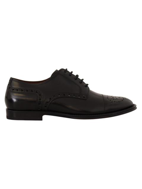 Dolce & Gabbana Dolce & Gabbana Black Leather Wingtip Mens Formal Derby Shoes