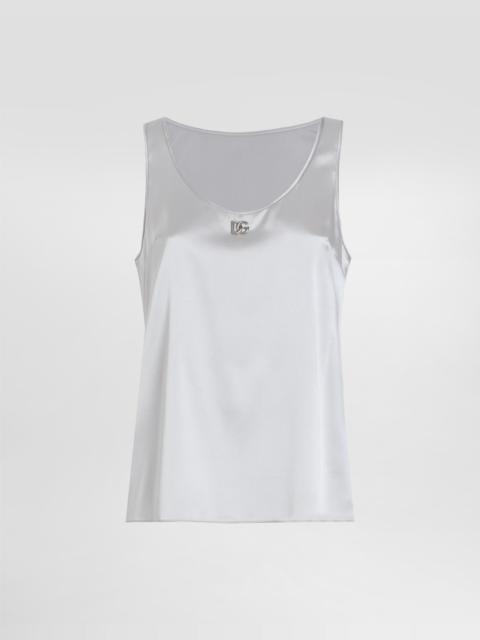 Dolce & Gabbana Satin tank top with DG logo pin