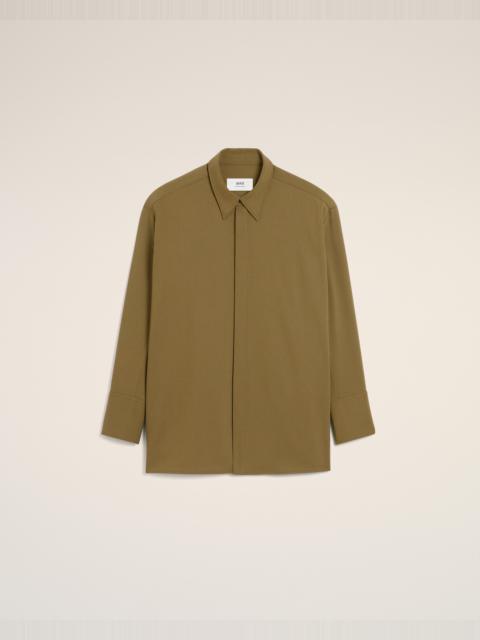 AMI Paris GREEN WOOL LONG OVERSIZED SIDE SLITS SHIRT