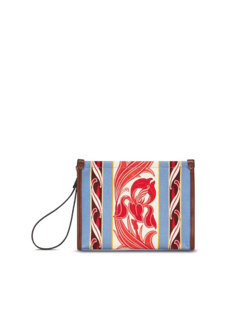 Etro abstract-print canvas clutch bag