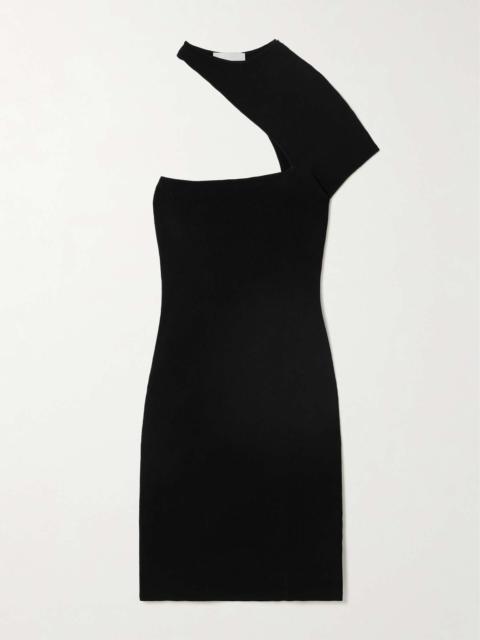 Orka asymmetric cutout stretch-knit mini dress