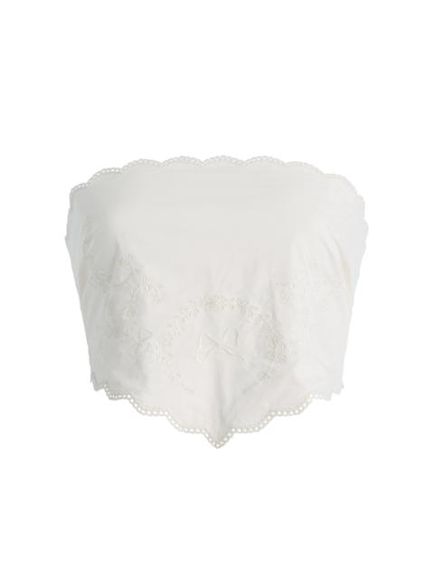 POSSE Exclusive Lois Broderie Anglaise Cotton Tie Top white