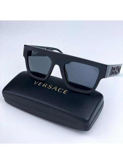 VERSACE NEW Versace VE4430U GB1/87 Black Dark Grey Frame Logo Square Men Sunglasses