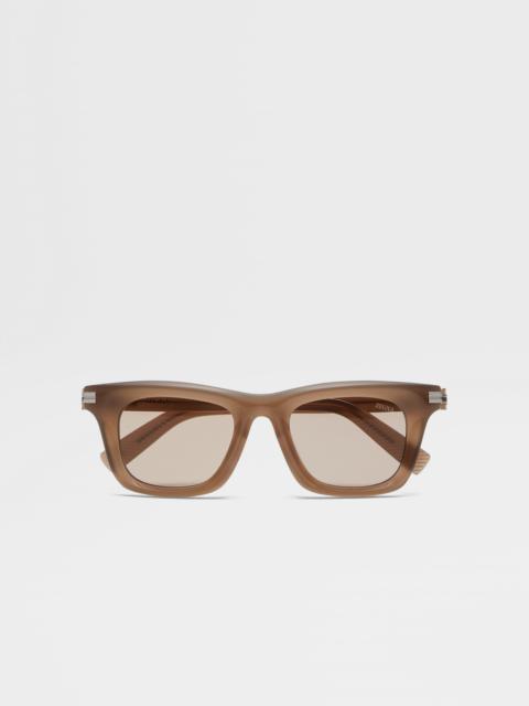 ZEGNA TAUPE ACETATE SUNGLASSES