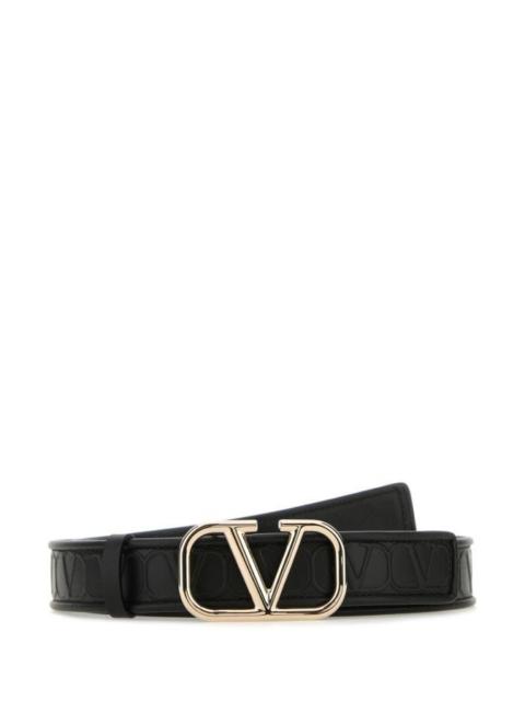 Valentino Garavani Woman Black Leather Vlogo Signature Belt