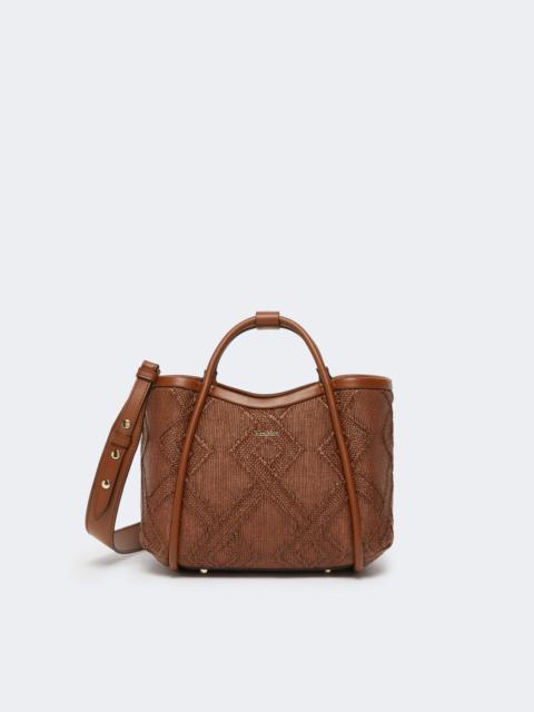 Max Mara Extra-small Marine bag in diamond-patterned basketweave - AMBER BROWN