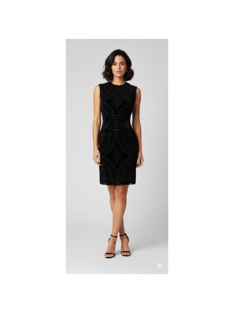Other Designers Ronny Kobo Collection - NWT Rony Kobo Mars Tropez Flocked Mesh Midi Dress Black Sz Small $498