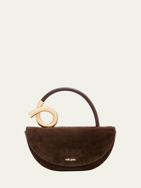 Cult Gaia Azariah Half-Moon Suede Top-Handle Bag