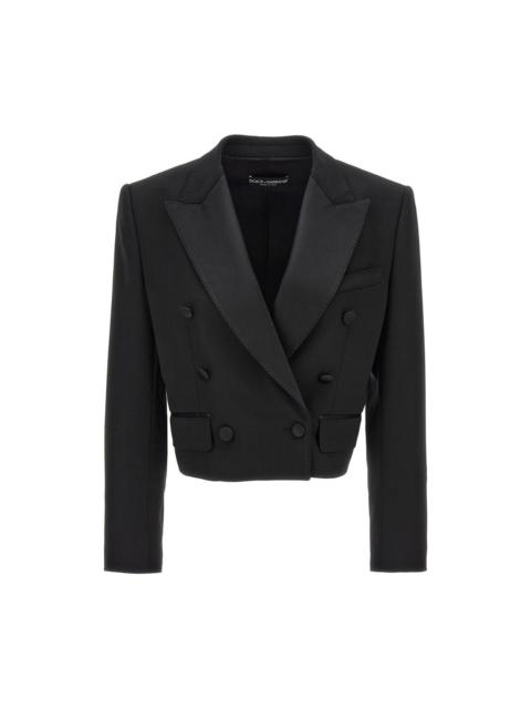 Dolce & Gabbana DOLCE & GABBANA Tuxedo Double Breasted Black Wool Blazer New