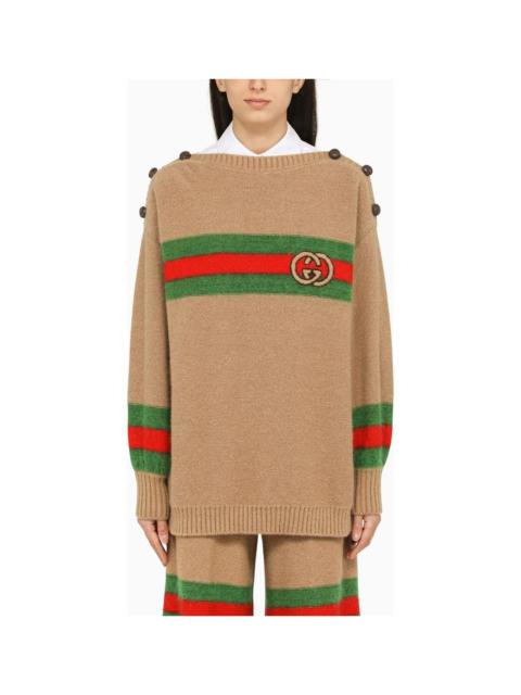 GUCCI Camel Wool Crew-neck Sweater