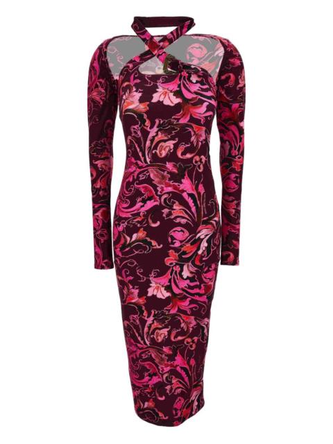 VERSACE JEANS COUTURE floral-print cut-out midi dress